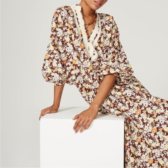 Tory Burch Printed Balloon Sleeve Tunic Caftan Dress - Picture 3 of 10